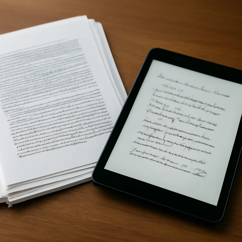 Stack of printed briefings and a tablet displaying archival notes for how a weekly briefing turns news into accountability context