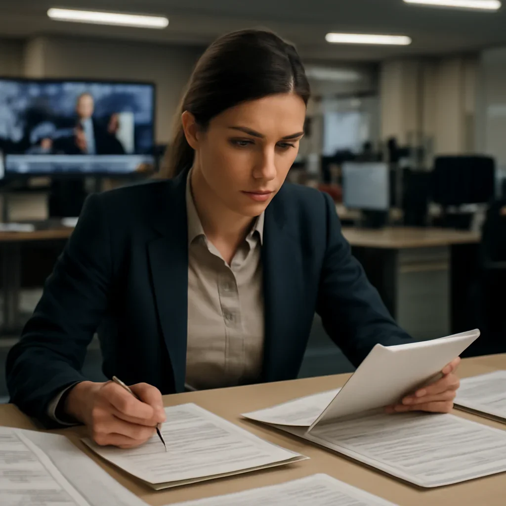 Reporter reviewing source material and timeline notes related to how to structure a war crimes site for seo and ai search