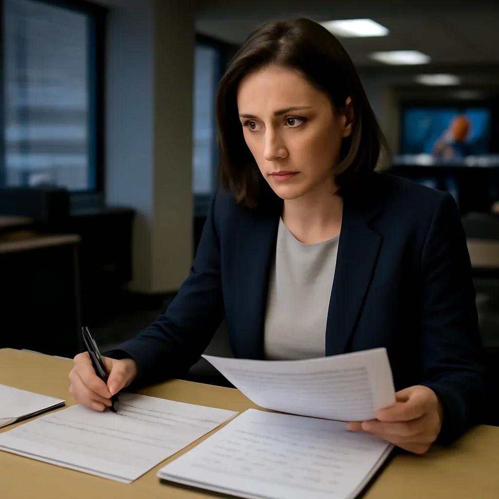 Reporter reviewing source material and timeline notes related to icc vs icj explained for non-lawyers