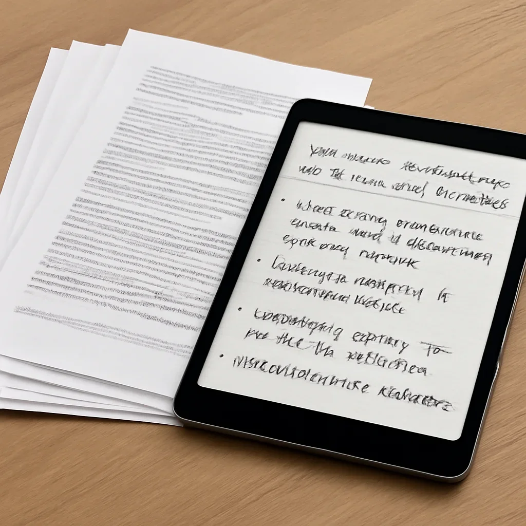 Stack of printed briefings and a tablet displaying archival notes for what civilian infrastructure protections mean in practice