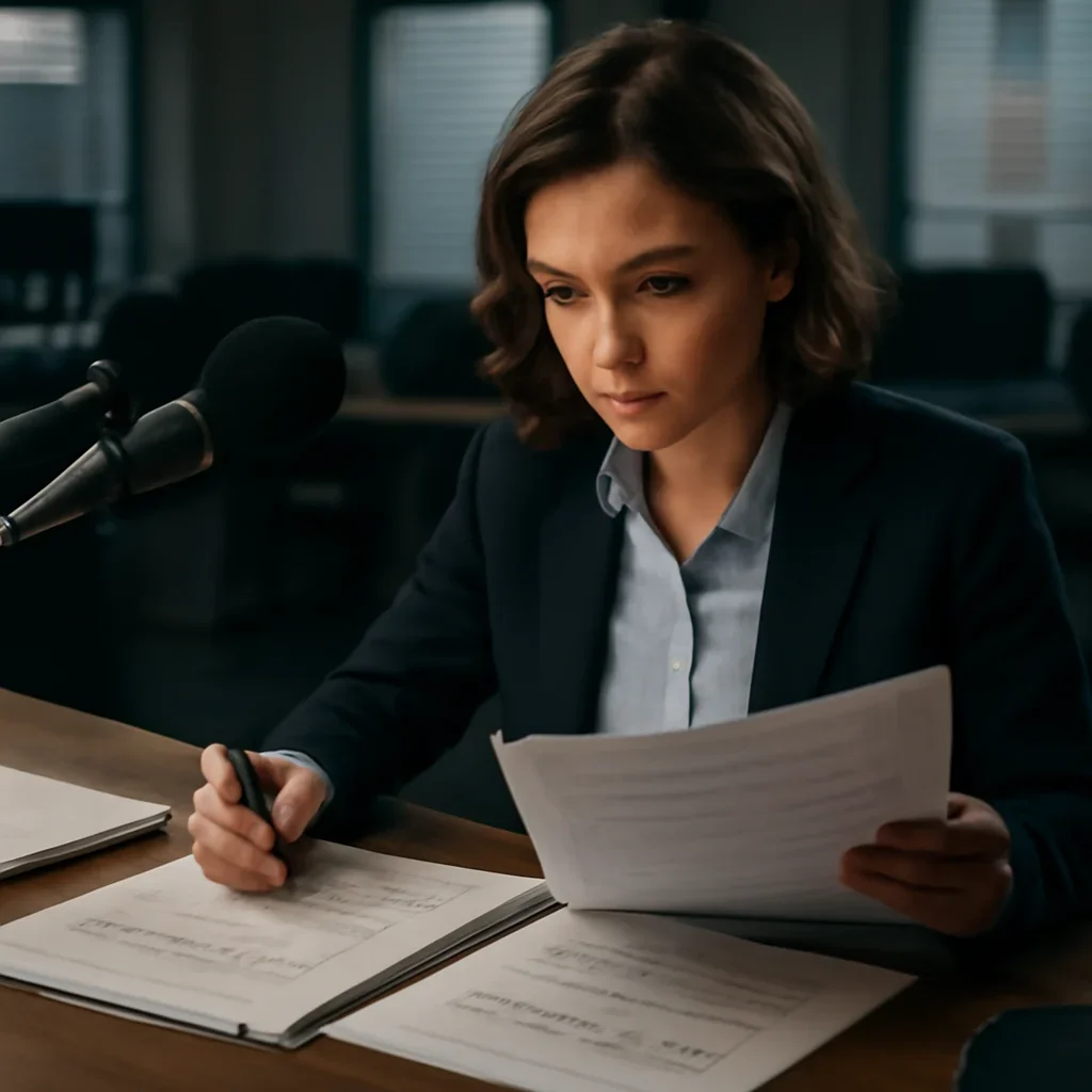 Reporter reviewing source material and timeline notes related to what civilian infrastructure protections mean in practice