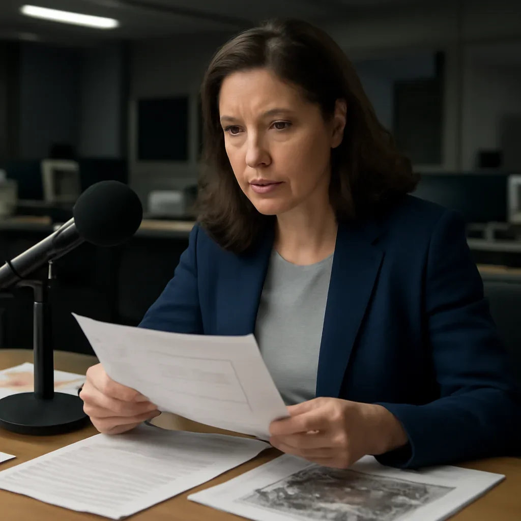 Reporter reviewing source material and timeline notes related to what counts as evidence in a war crimes case?