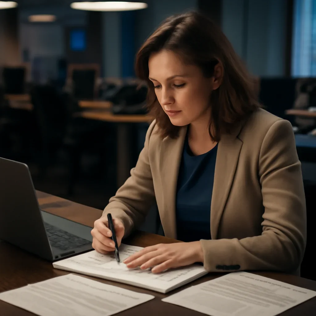 Reporter reviewing source material and timeline notes related to why a war crimes tracker needs country pages, not just news posts
