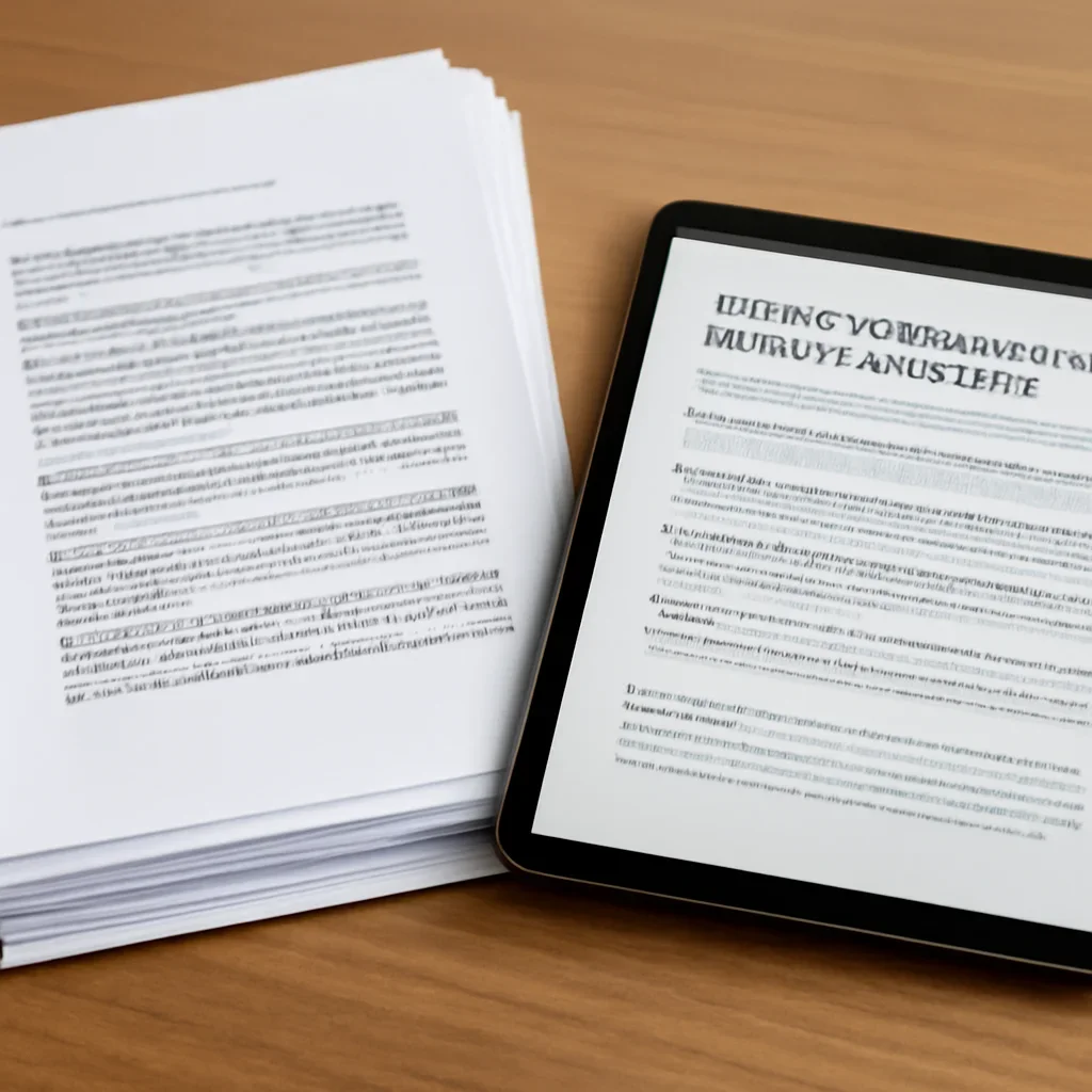 Stack of printed briefings and a tablet displaying archival notes for un security council integration