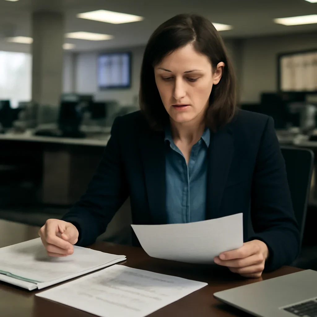 Reporter reviewing source material and timeline notes related to email briefings and weekly accountability roundup signup